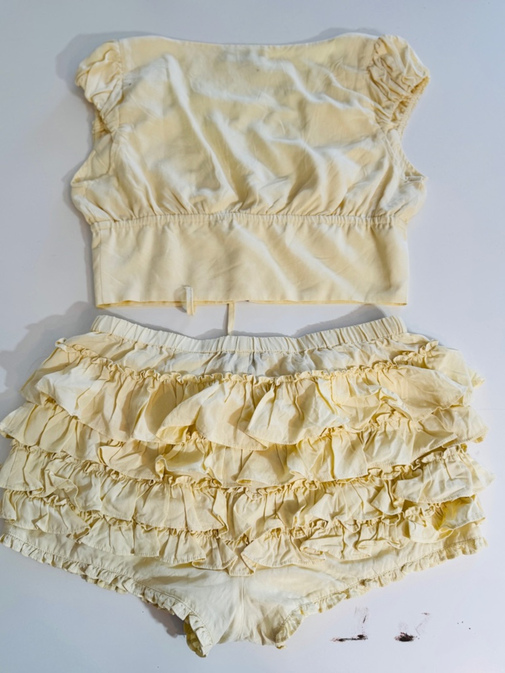 Maje Cream Ruffled Two-Piece Crop Top & Skort Set - Picture 2 of 2